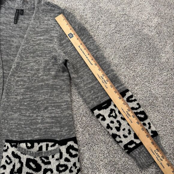 Allie & Rob Cardigan Sweater Womens Large Leopard Print Open Front Cozy Grandma - Picture 4 of 10